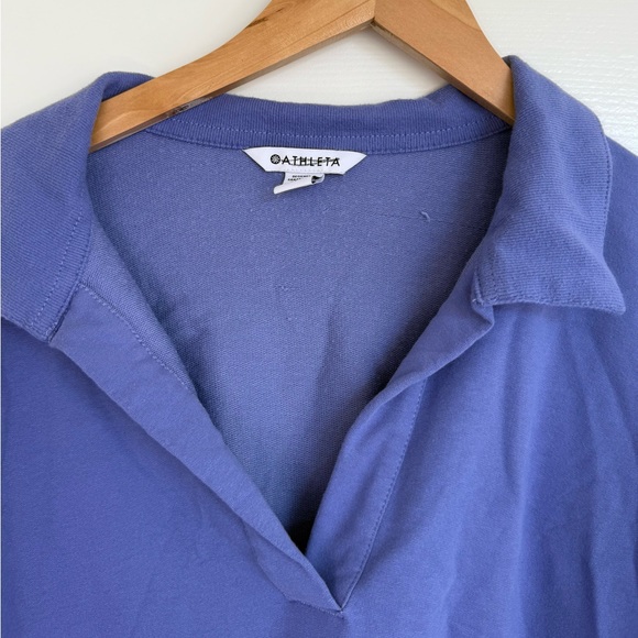 Athleta Retroterry Polo Sweatshirt Purple Lavendar Long Sleeve Collar Size M - Picture 4 of 9